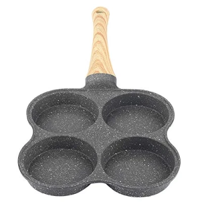 Image of 4 Hole Egg Frying Pan,Burger Pan Multi Pancake Pan,Egg Non Stick Aluminum Fried for Breakfast,Omelet Poached Burger Steak Pan,Fried Burgers Induction and Gas