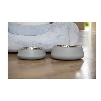 Image of Zoon FloorGrip Bamboo &amp; Stainless Steel Dog Bowl Sky Blue Small 17cm
