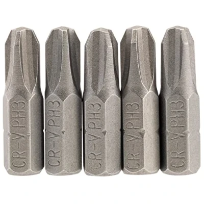 Image of Draper Cross Slot Insert Bit, 1/4&quot; Hex, 25mm Long, No.3 (Pack of 5)