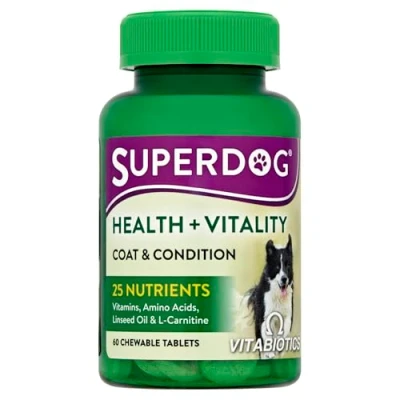 Image of Vitabiotics Superdog Health and Vitality Comprehensive Supplement For Dogs, with Linseed Oil, Ginseng &amp; Vitamins A, C, D E From UK&#039;s No.1 Vitamin Company