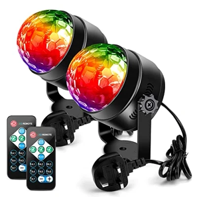 Image of Disco Lights Ball, Litake 2 Pack Party Remote Control DJ Stage 3W 3 Colours 7 Mode Sound Activated Strobe Light for Xmas Pub Wedding Club Show