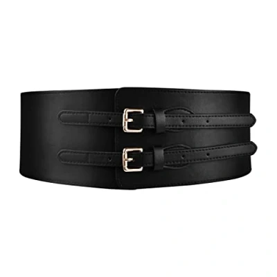 Image of Tinsellns Wide Corset Elastic Waist Belt, Stretchy Cinch Belt Women Retro High Leather PU Waistband Belts For Dresses, 31.5 * 3.9in