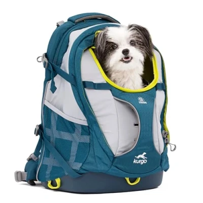Image of Kurgo G Train Pack, Carrier Backpack for Small Dogs and Cats, Ideal Hiking or Travel, Waterproof Bottom, Ink Blue