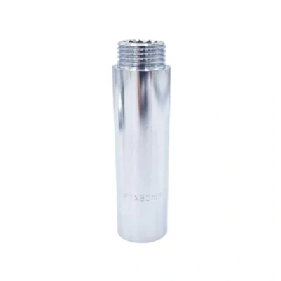 Image of 1/2&quot; BSP (15mm) Pipe Thread Extension Female x Male Chrome Brass 80mm Long