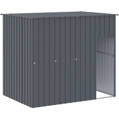 Image of vidaXL Anthracite Galvanised Steel Dog House with Roof, Kennel, Cage, Pet