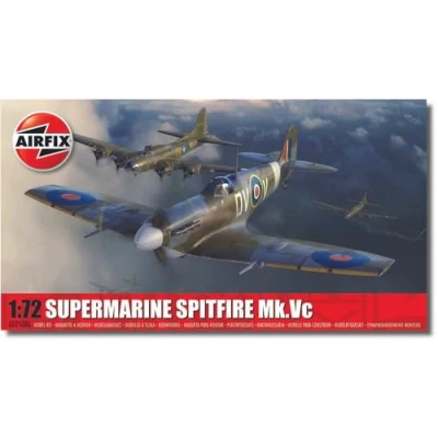 Image of Airfix Model Set A02108A Supermarine Spitfire Mk.Vc Building Kit Plastic Plane Kits for Adults &amp; Children 8+, Includes Sprues Decals 1:72 Scale