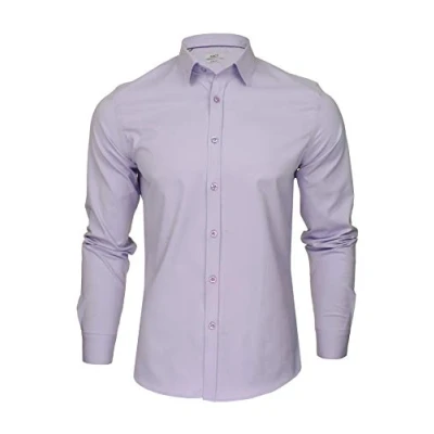 Image of Xact Mens Long Sleeved Poplin Stretch Shirt Slim Fit (Lilac) L