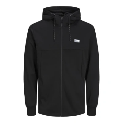 Image of JACK &amp; JONES Mens Coair Zip Hood Hoodie Black XL