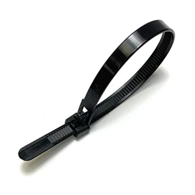 Image of Black Releasable Reusable Cable Ties 7.2mmx200mm, 10 Pieces