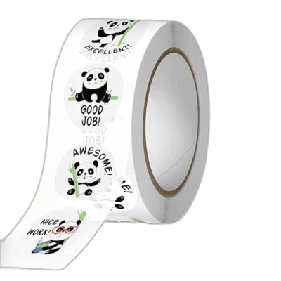 Image of 500Pcs Cute Animal Panda Label Stickers Roll 2.5cm for Envelope Encourage Praise Reward Student Work Stationery Seal Lable