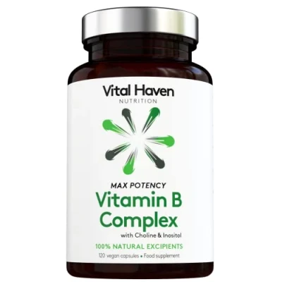 Image of Triple Action Formula Vitamin B Complex + Choline Inositol Vegan Max Potency 4 Months Supply Premium Ingredients for Better Immune System and Cell Health Made in The UK by Vital Haven