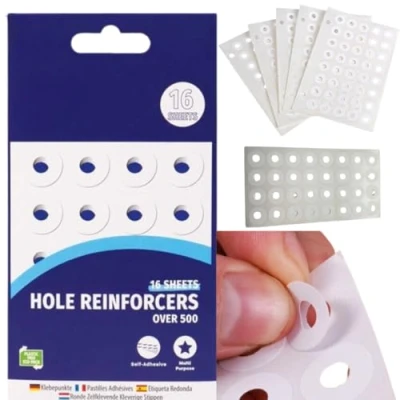 Image of Citystores® White Hole Reinforcers Label, 16 Sheets (500+ Stickers) Durable Adhesive for Strengthening Paper Holes