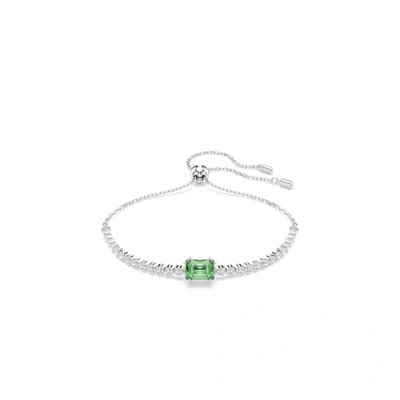 Image of Swarovski Matrix Tennis bracelet, Mixed cuts, Green, Rhodium plated