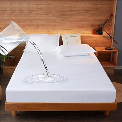 Image of Single Waterproof Mattress Protector Fitted Cover Bed Protective Sheet Breathable Protection Washable 30cm Deep (Single 90x200cm)