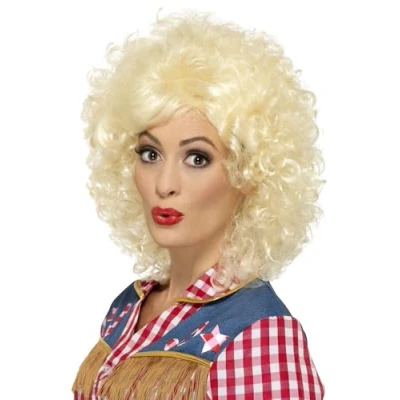 Image of Smiffys Rodeo Doll Wig, Blonde , Cowboys and Indians Fancy Dress, Western Dress Up Wigs