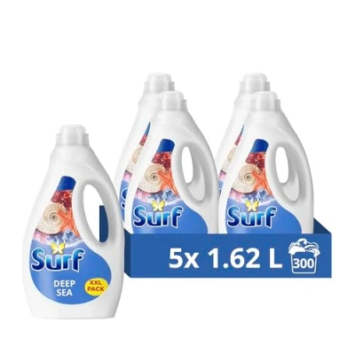 Image of Surf Deep Sea Laundry Washing Liquid 300 washes with a joy infused fragrance natural essential oils lasting up to 12 hours in wear Detergent for brilliantly clean results (5x 1.62 L)
