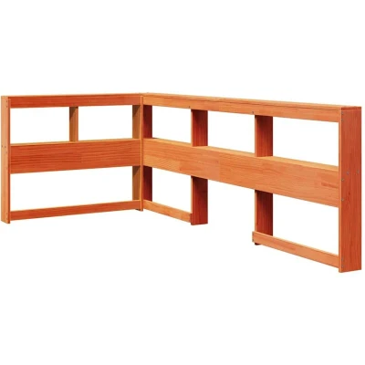 Image of vidaXL Bookcase Headboard L Shaped 75 cm Solid Pine Wood/Wax Brown Bedroom Furniture/Storage Solution
