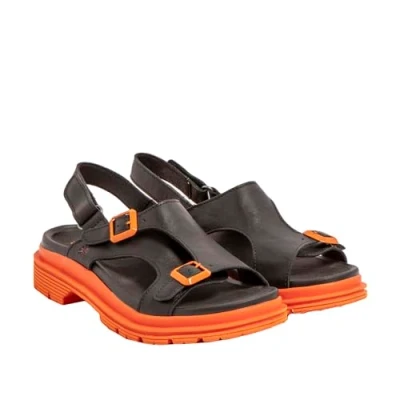 Image of ART Women&#039;s 1551 Birmingham Sandal, Nappa Black Orange, 9 UK
