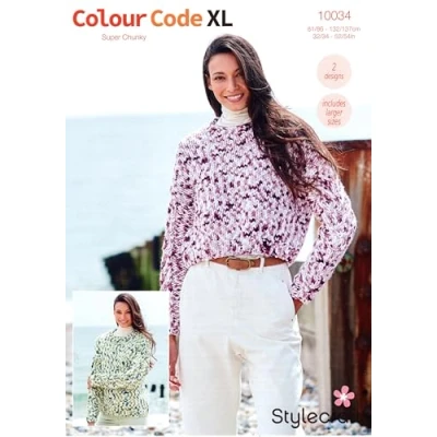 Image of Stylecraft Colour Code XL Super Chunky Knitting Pattern 10034 Ladies Sweaters