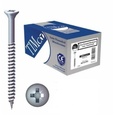Image of 3x TIMCO Twinthreaded Woodscrews Pz Double Countersunk Zinc 10214CWZ Pack of 200