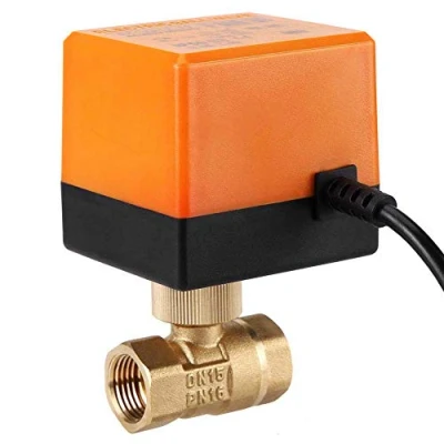 Image of Ball Valve, AC 220v 1.6Mpa Brass Electric Motorized valve 2 Way 3 Wire Thread DN15 DN25 for Water, Gas, Oil(DN15) Valve1/2 solernoid cut off
