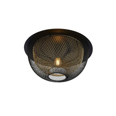 Image of 1 Light Double Layered Mesh Flush Fitting Black Outer With Gold Inner