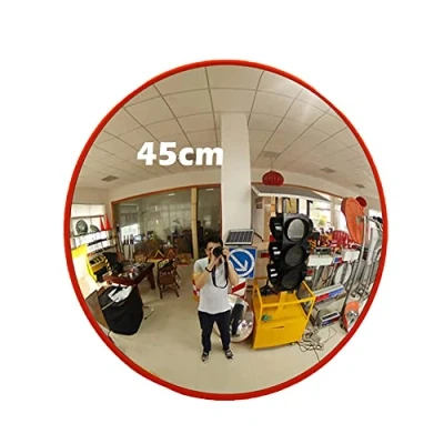 Image of Convex Safety Mirror, Shop Mirror Security, 18inch 45cm Diameter Wide Angle Unbreakable for Blindspot, Orange Round