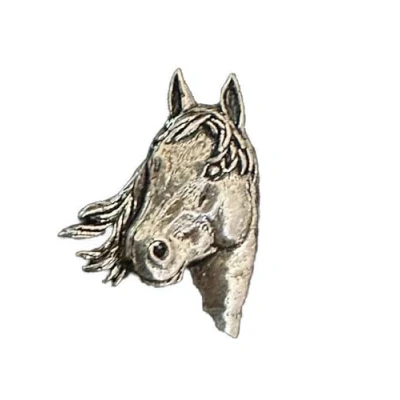 Image of Horse Head Pewter Lapel Pin Badge