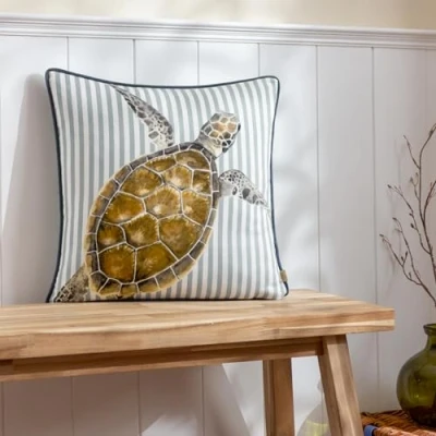 Image of Evans Lichfield Salcombe Turtle Piped Feather Rich Filled Cushion