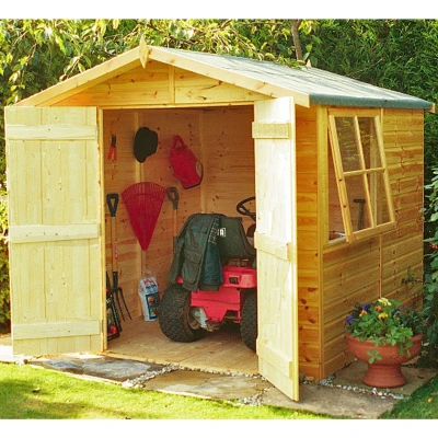 Image of 6&#039;9 x 6&#039;6 Shire Alderney Double Door Wooden Garden Shed (2.05m 1.98m)