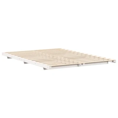 Image of Floor Bed Frame White 160 x 220 cm Solid pine wood Vidaxl