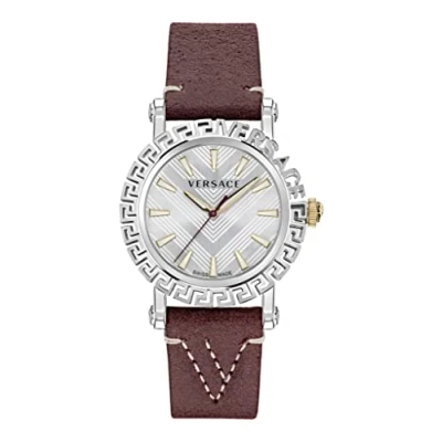 Image of Versace Greca Glam WoMens Brown Watch VE6D00123 Leather (archived) One Size