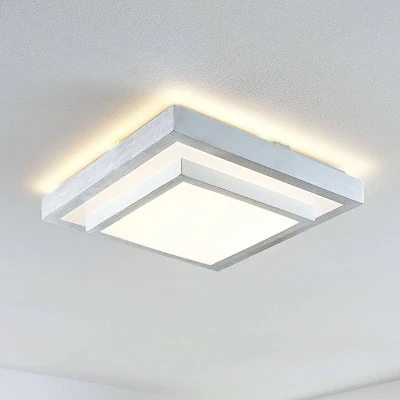 Image of LED Ceiling Light &#039;Emelie&#039; (Modern) in Silver Made of Metal for e.g. Living Room &amp; Dining (1 Source,) from Lindby lamp, lamp