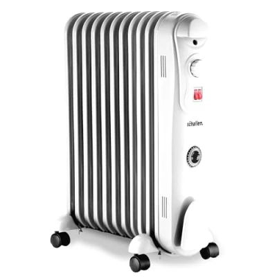 Image of Schallen Portable Electric Slim Oil Filled Radiator Heater with Adjustable Temperature Thermostat, 3 Heat Settings &amp; Safety Cut Off (2500W 11 Fin)