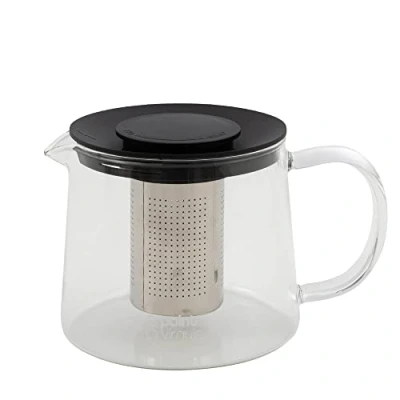 Image of Point Virgule Glass teapot with stainless steel strainer insert for pure aroma, black, 600 ml