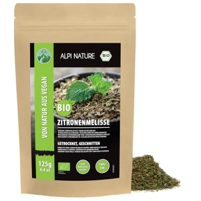 Image of organic dried lemon balm (125g, 4.4oz), tea, tea from controlled cultivation, laboratory tested balm, 100% pure and natural