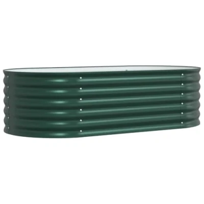 Image of vidaXL Garden Raised Bed Oval Green 160x80x44 cm Durable Galvanized Steel Planter for Outdoor Use