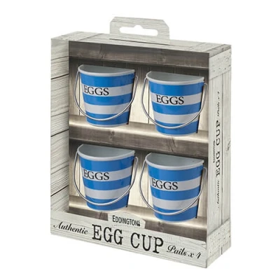 Image of Eddingtons Set Of 4 Blue &amp; White Egg Cup Pails