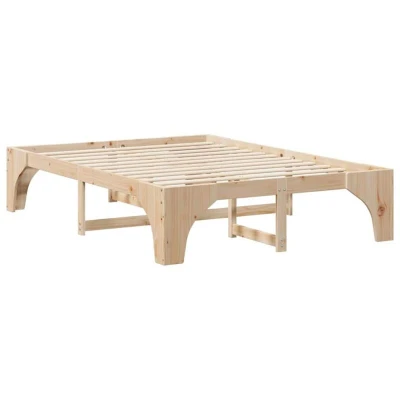 Image of vidaXL Floor Bed Frame with Storage Brown 140 x 200 cm Solid pine wood