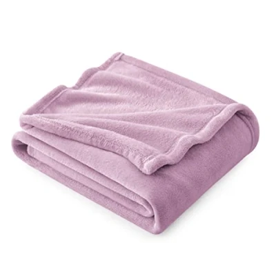Image of Bedsure Fleece Blanket Sofa Throw Versatile Fluffy Soft for Bed and Couch Twin/Double, Light Purple, 150x200cm