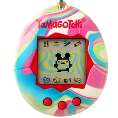 Image of BandAI Tamagotchi Original Pastle Marble Shell Cyber Pet 90s Adults and Kids Toy with Chain Retro Virtual Pets are Great Boys Girls Toys or Gifts for Ages 8+