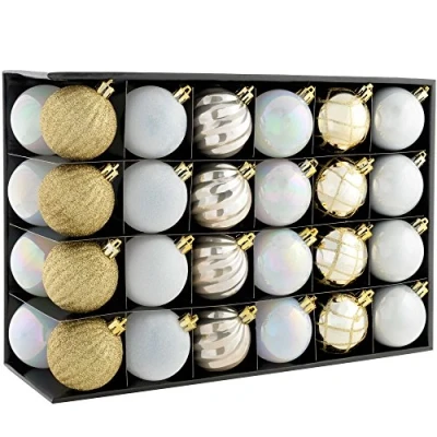 Image of WeRChristmas Shatterproof Luxury Christmas Tree Baubles,Plastic 48 Piece Gold/Silver/White