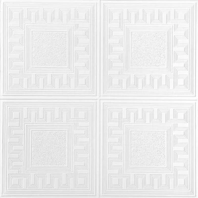 Image of Richmond White Greek Key Wallpaper Paintable Textured Trendy Feature Wall Modern Contemporary Blown Vinyl