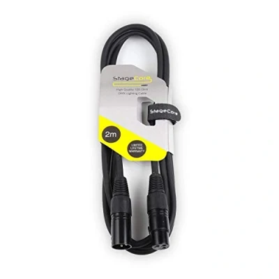 Image of StageCore 2 Metre 3 Pin XLR Male Female DMX Cable Lead Black