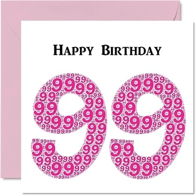 Image of Fun 99th Birthday Cards for Woman Shapecloud Happy Card Great Grandad Grandpa Nanny Grandma Nan Gran Granny Dad Mum, 145mm x Greeting Cards,