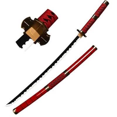 Image of KOGUMA One Piece Roronoa Zoro Cosplay Wooden Swords Replica Props 100cm (Red)