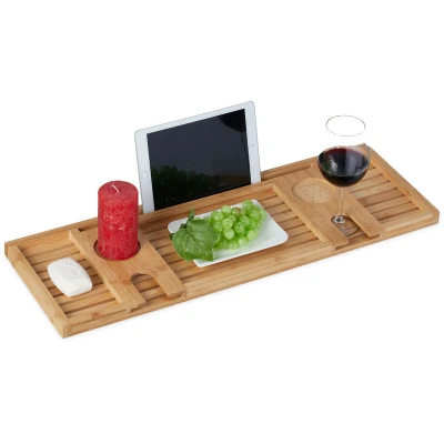 Image of Relaxdays Bamboo Bathtub Tray, 100%, Natural, 73.5 cm