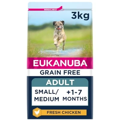 Image of Eukanuba Grain Free Adult Small Medium Dry Dog Food Chicken 3kg