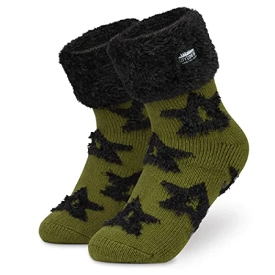 Image of CityComfort Slipper Socks Women Teenagers Fluffy Non Slip Warm Fleece One Size Lounge Wear Gifts for (Green)