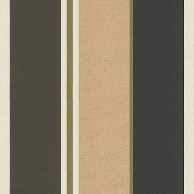 Image of SOPHIE LAURENCE Black White Green Wallpaper Botanique Stripes Metallic Gold Textured Retro Vinyl Stylish, Washable, Peelable Paste The Paper Feature